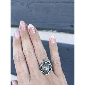 Golden Hills Turquoise Sterling Silver Ring 925 Southwestern Beaded Size 7.25